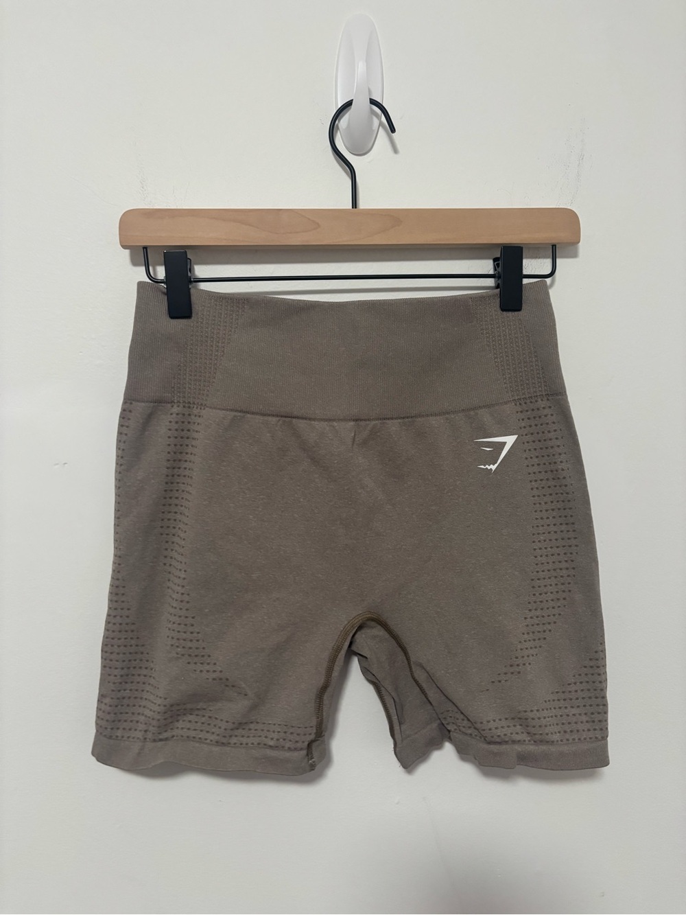 Gymshark taupe seamless high waisted workout shorts